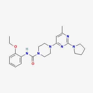 molecular formula C22H30N6O2 B4487783 N-(2-Ethoxyphenyl)-4-[6-methyl-2-(pyrrolidin-1-YL)pyrimidin-4-YL]piperazine-1-carboxamide 