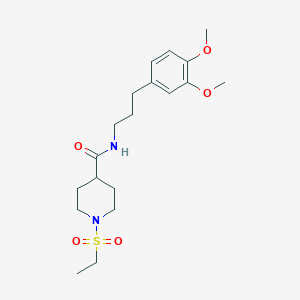molecular formula C19H30N2O5S B4487857 N-[3-(3,4-DIMETHOXYPHENYL)PROPYL]-1-(ETHANESULFONYL)PIPERIDINE-4-CARBOXAMIDE 