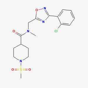 molecular formula C17H21ClN4O4S B4488048 N-{[3-(2-CHLOROPHENYL)-1,2,4-OXADIAZOL-5-YL]METHYL}-1-METHANESULFONYL-N-METHYLPIPERIDINE-4-CARBOXAMIDE 