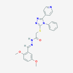 molecular formula C24H22N6O3S B448808 N'~1~-[(E)-1-(2,5-DIMETHOXYPHENYL)METHYLIDENE]-2-{[4-PHENYL-5-(4-PYRIDYL)-4H-1,2,4-TRIAZOL-3-YL]SULFANYL}ACETOHYDRAZIDE 
