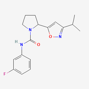 molecular formula C17H20FN3O2 B4488306 N-(3-Fluorophenyl)-2-[3-(propan-2-YL)-1,2-oxazol-5-YL]pyrrolidine-1-carboxamide 