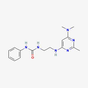molecular formula C16H22N6O B4488315 N-(2-{[6-(dimethylamino)-2-methyl-4-pyrimidinyl]amino}ethyl)-N'-phenylurea 