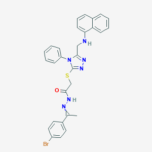 molecular formula C29H25BrN6OS B448839 N'~1~-[1-(4-BROMOPHENYL)ETHYLIDENE]-2-({5-[(1-NAPHTHYLAMINO)METHYL]-4-PHENYL-4H-1,2,4-TRIAZOL-3-YL}SULFANYL)ACETOHYDRAZIDE 