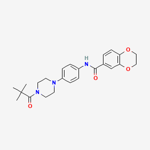 molecular formula C24H29N3O4 B4488414 N-{4-[4-(2,2-dimethylpropanoyl)-1-piperazinyl]phenyl}-2,3-dihydro-1,4-benzodioxine-6-carboxamide 