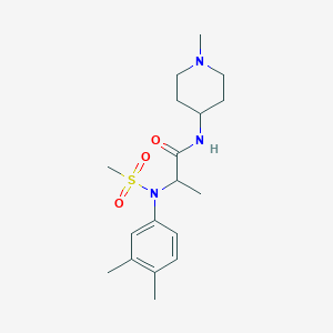 molecular formula C18H29N3O3S B4488510 N~2~-(3,4-dimethylphenyl)-N~1~-(1-methyl-4-piperidinyl)-N~2~-(methylsulfonyl)alaninamide 