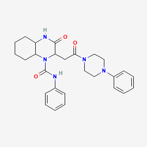 molecular formula C27H33N5O3 B4488536 3-oxo-2-[2-oxo-2-(4-phenylpiperazin-1-yl)ethyl]-N-phenyloctahydroquinoxaline-1(2H)-carboxamide 