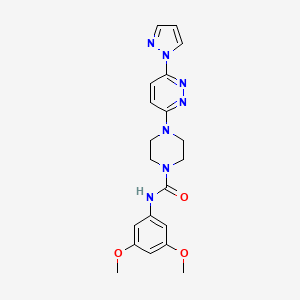 molecular formula C20H23N7O3 B4488547 N-(3,5-dimethoxyphenyl)-4-[6-(1H-pyrazol-1-yl)-3-pyridazinyl]-1-piperazinecarboxamide 