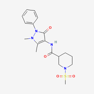 molecular formula C18H24N4O4S B4488576 N-(1,5-DIMETHYL-3-OXO-2-PHENYL-2,3-DIHYDRO-1H-PYRAZOL-4-YL)-1-METHANESULFONYLPIPERIDINE-3-CARBOXAMIDE 