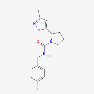 molecular formula C16H18FN3O2 B4488582 N-[(4-fluorophenyl)methyl]-2-(3-methyl-1,2-oxazol-5-yl)pyrrolidine-1-carboxamide 