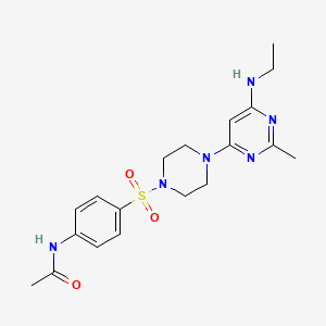 molecular formula C19H26N6O3S B4488701 N-[4-({4-[6-(ethylamino)-2-methyl-4-pyrimidinyl]-1-piperazinyl}sulfonyl)phenyl]acetamide 