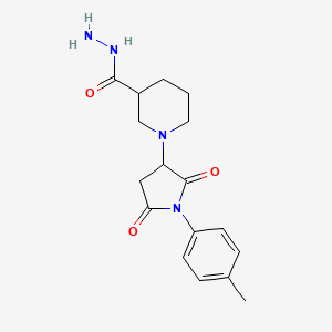 molecular formula C17H22N4O3 B4488751 1-[1-(4-Methylphenyl)-2,5-dioxopyrrolidin-3-yl]piperidine-3-carbohydrazide 