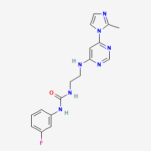 molecular formula C17H18FN7O B4488887 N-(3-fluorophenyl)-N'-(2-{[6-(2-methyl-1H-imidazol-1-yl)-4-pyrimidinyl]amino}ethyl)urea 