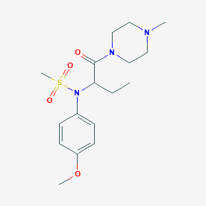 molecular formula C17H27N3O4S B4489104 N-(4-methoxyphenyl)-N-{1-[(4-methyl-1-piperazinyl)carbonyl]propyl}methanesulfonamide 