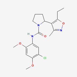 molecular formula C19H24ClN3O4 B4489338 N-(5-chloro-2,4-dimethoxyphenyl)-2-(5-ethyl-3-methyl-1,2-oxazol-4-yl)pyrrolidine-1-carboxamide 