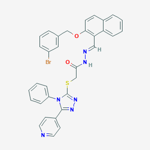 molecular formula C33H25BrN6O2S B448938 N'-({2-[(3-bromobenzyl)oxy]-1-naphthyl}methylene)-2-{[4-phenyl-5-(4-pyridinyl)-4H-1,2,4-triazol-3-yl]sulfanyl}acetohydrazide 