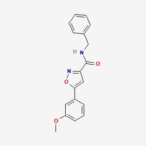 molecular formula C18H16N2O3 B4489625 N-benzyl-5-(3-methoxyphenyl)-1,2-oxazole-3-carboxamide 