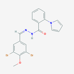 molecular formula C19H15Br2N3O2 B448963 N'~1~-[(Z)-1-(3,5-DIBROMO-4-METHOXYPHENYL)METHYLIDENE]-2-(1H-PYRROL-1-YL)BENZOHYDRAZIDE 