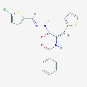 molecular formula C19H14ClN3O2S2 B448968 N-[1-({2-[(5-chloro-2-thienyl)methylene]hydrazino}carbonyl)-2-(2-thienyl)vinyl]benzamide 