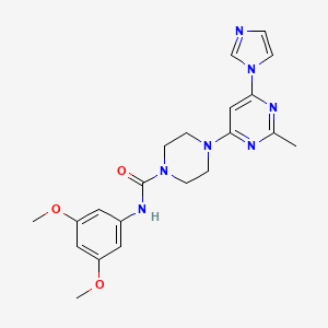 molecular formula C21H25N7O3 B4489788 N-(3,5-dimethoxyphenyl)-4-[6-(1H-imidazol-1-yl)-2-methyl-4-pyrimidinyl]-1-piperazinecarboxamide 