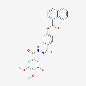 molecular formula C28H24N2O6 B448980 4-{[(Z)-2-(3,4,5-TRIMETHOXYBENZOYL)HYDRAZONO]METHYL}PHENYL 1-NAPHTHOATE 