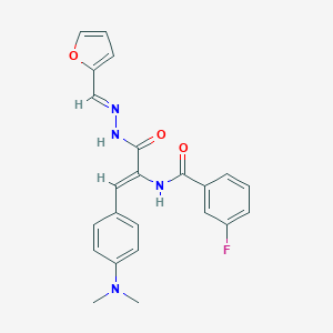 molecular formula C23H21FN4O3 B448983 N-(2-[4-(dimethylamino)phenyl]-1-{[2-(2-furylmethylene)hydrazino]carbonyl}vinyl)-3-fluorobenzamide 