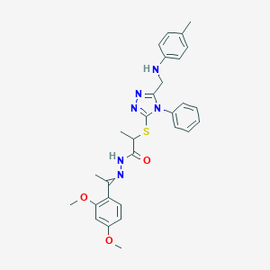 molecular formula C29H32N6O3S B449006 N'-[1-(2,4-dimethoxyphenyl)ethylidene]-2-{[4-phenyl-5-(4-toluidinomethyl)-4H-1,2,4-triazol-3-yl]sulfanyl}propanohydrazide 