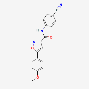 molecular formula C18H13N3O3 B4490220 N-(4-cyanophenyl)-5-(4-methoxyphenyl)-1,2-oxazole-3-carboxamide 