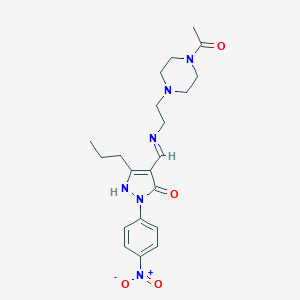 molecular formula C21H28N6O4 B449024 4-[2-(4-Acetylpiperazin-1-yl)ethyliminomethyl]-2-(4-nitrophenyl)-5-propyl-1H-pyrazol-3-one CAS No. 371956-84-2