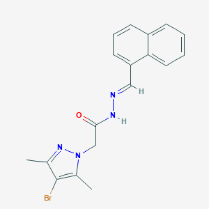 molecular formula C18H17BrN4O B449026 2-(4-BROMO-3,5-DIMETHYL-1H-PYRAZOL-1-YL)-N'~1~-[(E)-1-(1-NAPHTHYL)METHYLIDENE]ACETOHYDRAZIDE 