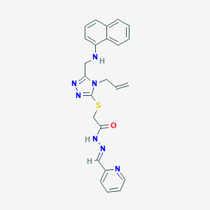 molecular formula C24H23N7OS B449027 2-({5-[(naphthalen-1-ylamino)methyl]-4-(prop-2-en-1-yl)-4H-1,2,4-triazol-3-yl}sulfanyl)-N'-[(E)-pyridin-2-ylmethylidene]acetohydrazide 