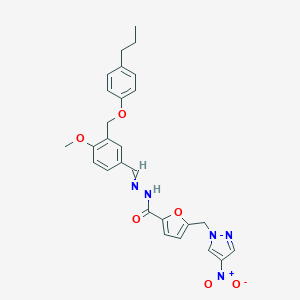 molecular formula C27H27N5O6 B449055 N'-({4-METHOXY-3-[(4-PROPYLPHENOXY)METHYL]PHENYL}METHYLENE)-5-[(4-NITRO-1H-PYRAZOL-1-YL)METHYL]-2-FUROHYDRAZIDE 