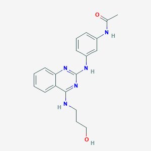 molecular formula C19H21N5O2 B4490620 N-[3-({4-[(3-hydroxypropyl)amino]-2-quinazolinyl}amino)phenyl]acetamide 