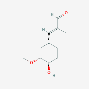 molecular formula C11H18O3 B044907 3-((1R,3R,4R)-4-Hydroxy-3-methoxycyclohexyl)-2-methylacrylaldehyde, (E)- CAS No. 109466-74-2