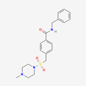 molecular formula C20H25N3O3S B4490894 N-benzyl-4-{[(4-methyl-1-piperazinyl)sulfonyl]methyl}benzamide 