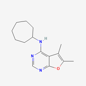molecular formula C15H21N3O B4490913 N-cycloheptyl-5,6-dimethylfuro[2,3-d]pyrimidin-4-amine 