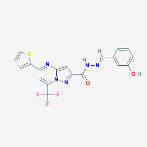 molecular formula C19H12F3N5O2S B449095 N'-(3-hydroxybenzylidene)-5-(2-thienyl)-7-(trifluoromethyl)pyrazolo[1,5-a]pyrimidine-2-carbohydrazide 