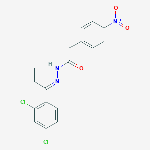molecular formula C17H15Cl2N3O3 B449096 N'-[1-(2,4-dichlorophenyl)propylidene]-2-{4-nitrophenyl}acetohydrazide 