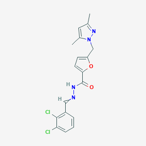 molecular formula C18H16Cl2N4O2 B449120 N'-[(Z)-1-(2,3-DICHLOROPHENYL)METHYLIDENE]-5-[(3,5-DIMETHYL-1H-PYRAZOL-1-YL)METHYL]-2-FUROHYDRAZIDE 