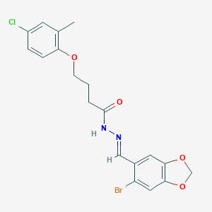 molecular formula C19H18BrClN2O4 B449123 N'-[(6-bromo-1,3-benzodioxol-5-yl)methylene]-4-(4-chloro-2-methylphenoxy)butanohydrazide 
