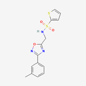molecular formula C14H13N3O3S2 B4491336 N-{[3-(3-methylphenyl)-1,2,4-oxadiazol-5-yl]methyl}thiophene-2-sulfonamide 
