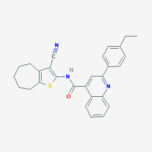 molecular formula C28H25N3OS B449143 N-(3-cyano-5,6,7,8-tetrahydro-4H-cyclohepta[b]thiophen-2-yl)-2-(4-ethylphenyl)quinoline-4-carboxamide 