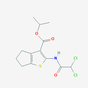 molecular formula C13H15Cl2NO3S B449152 isopropyl 2-[(dichloroacetyl)amino]-5,6-dihydro-4H-cyclopenta[b]thiophene-3-carboxylate 