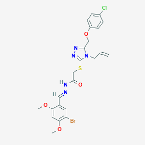 molecular formula C23H23BrClN5O4S B449165 2-({4-allyl-5-[(4-chlorophenoxy)methyl]-4H-1,2,4-triazol-3-yl}sulfanyl)-N'-(5-bromo-2,4-dimethoxybenzylidene)acetohydrazide 