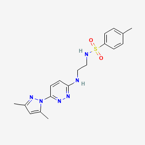 molecular formula C18H22N6O2S B4492033 N-(2-{[6-(3,5-dimethyl-1H-pyrazol-1-yl)-3-pyridazinyl]amino}ethyl)-4-methylbenzenesulfonamide 