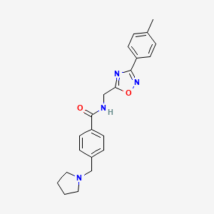 molecular formula C22H24N4O2 B4492042 N-{[3-(4-METHYLPHENYL)-1,2,4-OXADIAZOL-5-YL]METHYL}-4-[(PYRROLIDIN-1-YL)METHYL]BENZAMIDE 