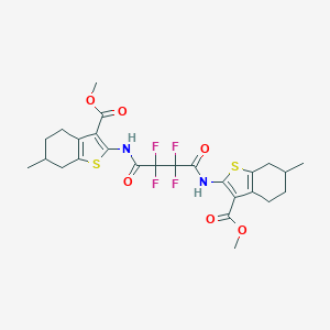 molecular formula C26H28F4N2O6S2 B449239 Methyl 6-methyl-2-[(2,2,3,3-tetrafluoro-4-{[3-(methoxycarbonyl)-6-methyl-4,5,6,7-tetrahydro-1-benzothien-2-yl]amino}-4-oxobutanoyl)amino]-4,5,6,7-tetrahydro-1-benzothiophene-3-carboxylate 