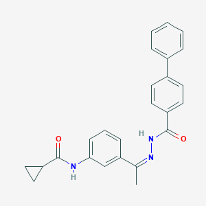 molecular formula C25H23N3O2 B449246 N-(3-{(1Z)-1-[2-(biphenyl-4-ylcarbonyl)hydrazinylidene]ethyl}phenyl)cyclopropanecarboxamide 