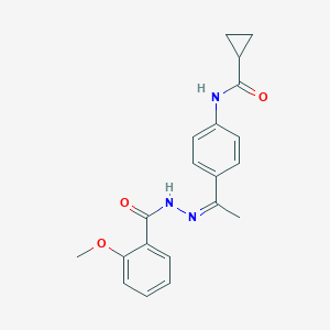 molecular formula C20H21N3O3 B449255 N-{4-[N-(2-methoxybenzoyl)ethanehydrazonoyl]phenyl}cyclopropanecarboxamide 