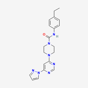 molecular formula C20H23N7O B4492611 N-(4-ethylphenyl)-4-[6-(1H-pyrazol-1-yl)-4-pyrimidinyl]-1-piperazinecarboxamide 