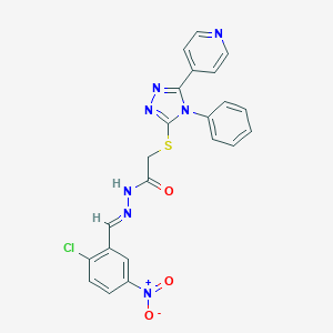 molecular formula C22H16ClN7O3S B449265 N'-{2-chloro-5-nitrobenzylidene}-2-{[4-phenyl-5-(4-pyridinyl)-4H-1,2,4-triazol-3-yl]sulfanyl}acetohydrazide 